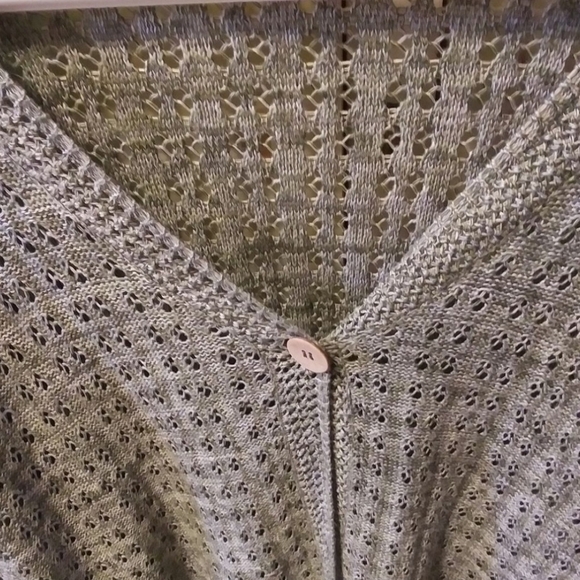 ALIA Green Open Knit Long Sleeve Cardigan Sweater Size Large - Picture 4 of 7